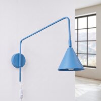 Wandlampe Stahl Hellblau Schalter Stecker E14 T:61cm