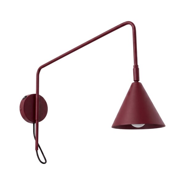 Wandleuchte mit Schalter Stahl Burgund E14 T:61 cm