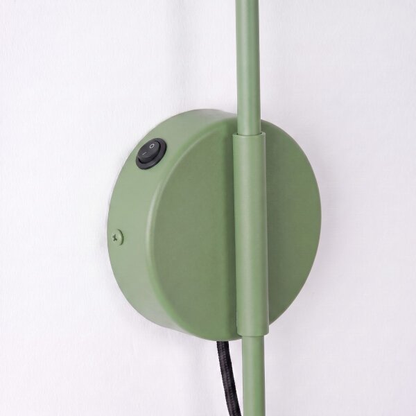 Wandleuchte mit Schalter Stahl Salbei E14 T:61 cm