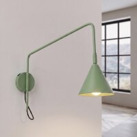 Wandleuchte mit Schalter Stahl Salbei E14 T:61 cm