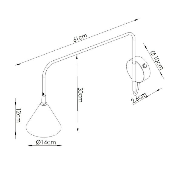 Wandlampe Stahl Gelb Schalter E14 H:30 cm wohnlich