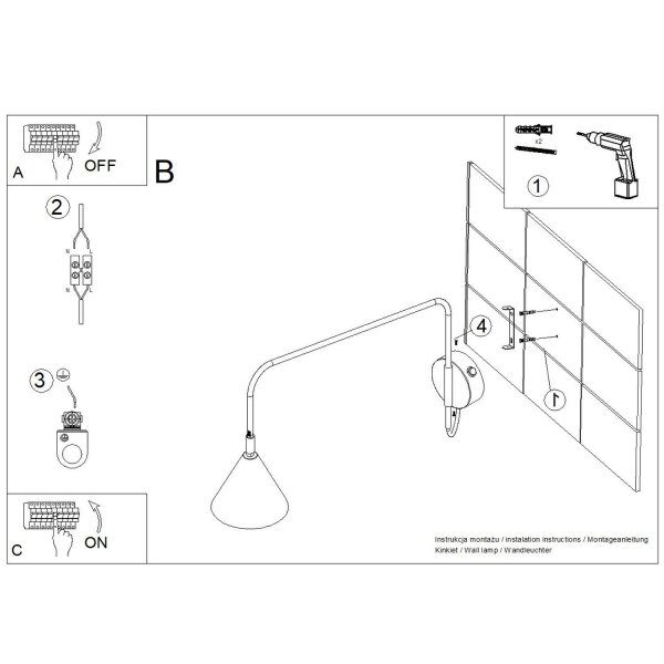 Wandlampe Stahl Braun Schalter E14 T:61cm wohnlich