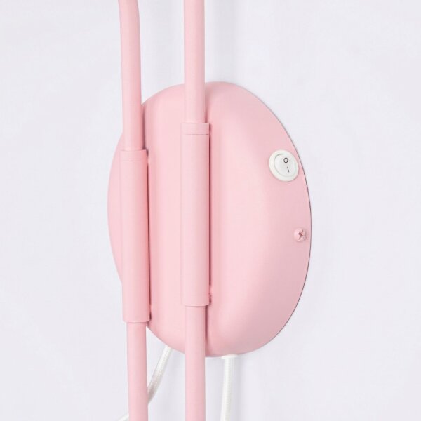 Wandlampe Stahl Rosa Schalter 2-flammig E14 T:80cm