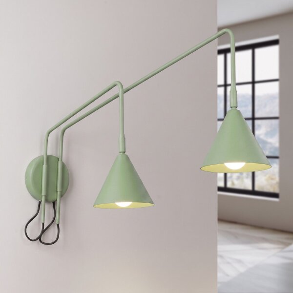 Wandlampe Stahl Salbei Schalter 2-flammig E14 H:30cm