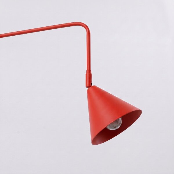 Wandlampe Stahl Rot Schalter 2-flammig E14 T:80 cm
