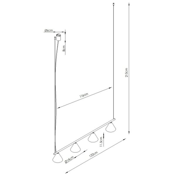 Pendelleuchte Stahl Taupe 4-flammig E14 L:122 cm Modern