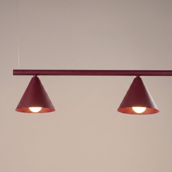 Pendelleuchte Stahl Burgund 4-flammig E14 L:122 cm