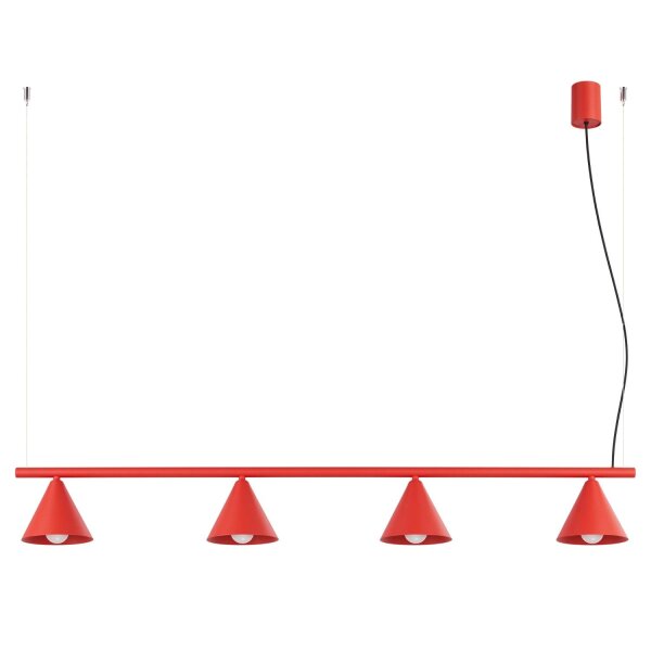 Hängelampe Stahl Rot 4-flammig E14 L:122cm wohnlich