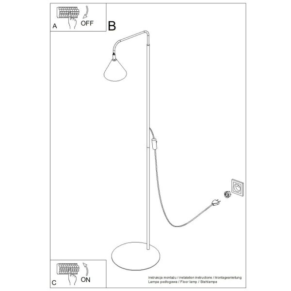 Stehlampe schwenkbar drehbar Stahl Hellblau E14 H:165cm