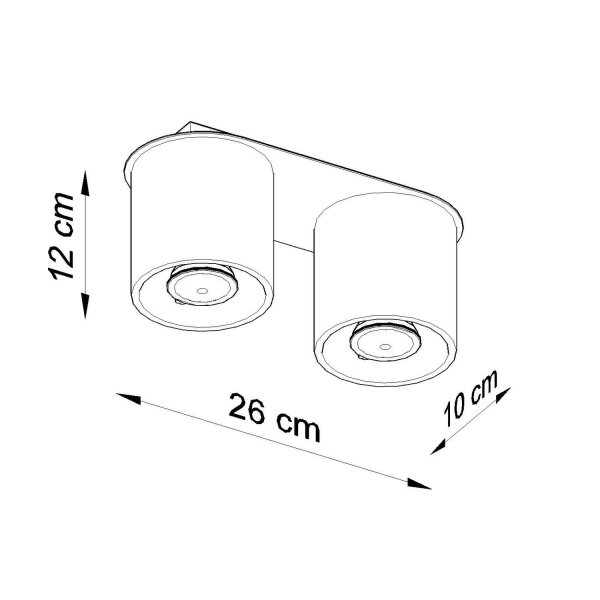 Deckenlampe Aluminium Burgund 2-flammig GU10 L:26cm