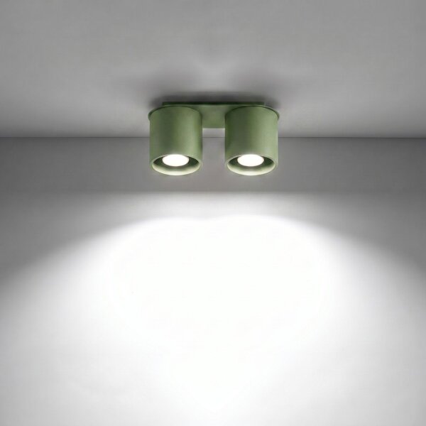 Deckenlampe Aluminium Olivgrün 2-flammig GU10 L:26cm