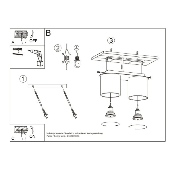 Deckenlampe Aluminium Olivgrün 2-flammig GU10 L:26cm
