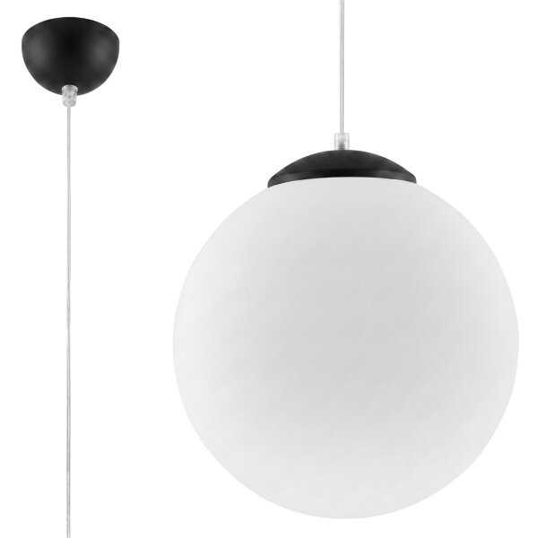Hängelampe verstellbar Glas Stahl Schwarz E27 Ø40cm