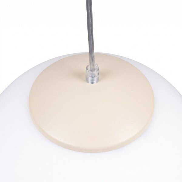 Hängelampe höhenverstellbar Glas Stahl Beige E27 Ø20cm