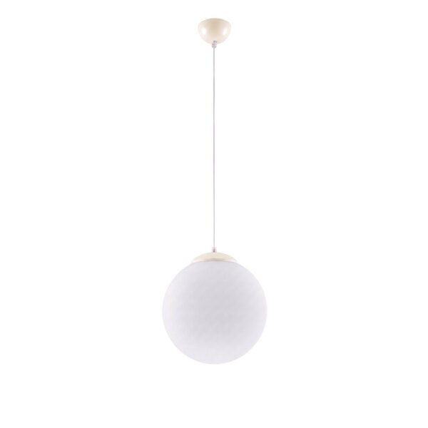 Hängelampe höhenverstellbar Glas Stahl Beige E27 Ø30cm
