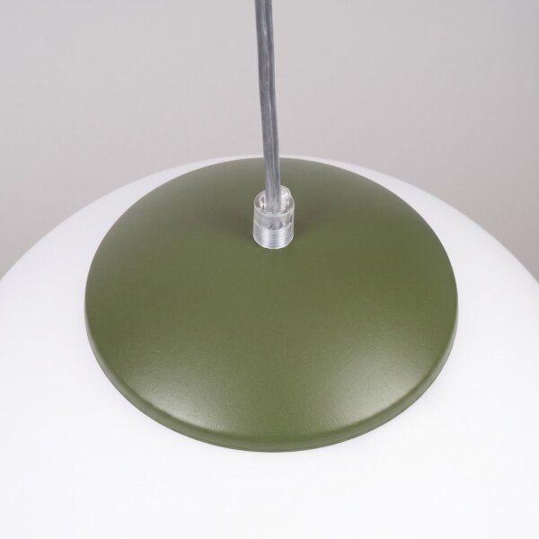 Hängelampe verstellbar Glas Stahl Olivgrün E27 Ø20cm