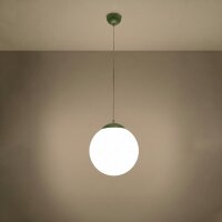 Hängelampe verstellbar Glas Stahl Olivgrün E27...