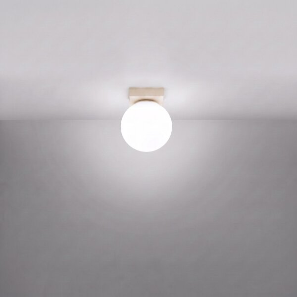 Deckenlampe blendarm Glas Stahl Beige satiniert G9 12cm
