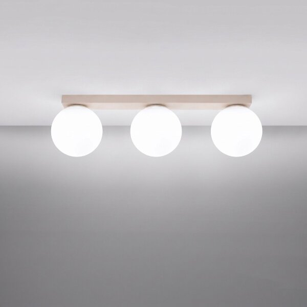 Deckenlampe blendarm Glas Stahl Beige 3-flammig G9 50cm