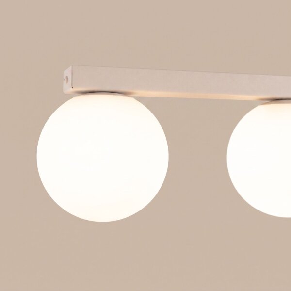 Deckenleuchte blendarm Glas Stahl Beige G9 L:120cm