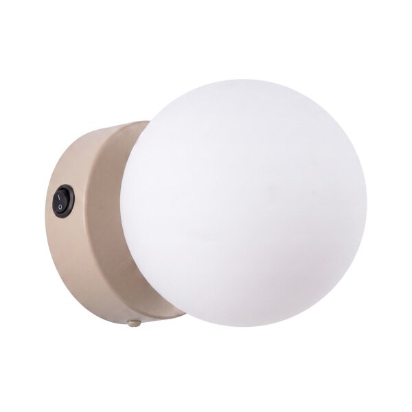 Wandlampe Schalter blendarm Glas Stahl Taupe G9 B:14cm