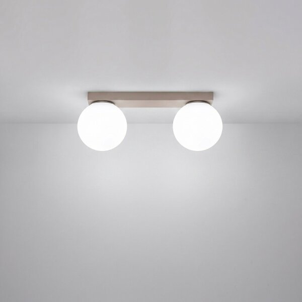 Deckenlampe blendarm Glas Stahl Taupe G9 L:34,5 cm