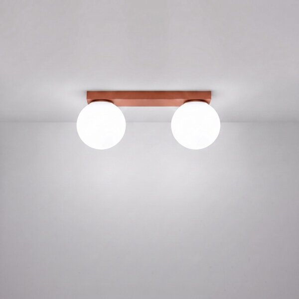 Deckenlampe Glas Stahl Ockerrot 2-flammig G9 L:34,5cm