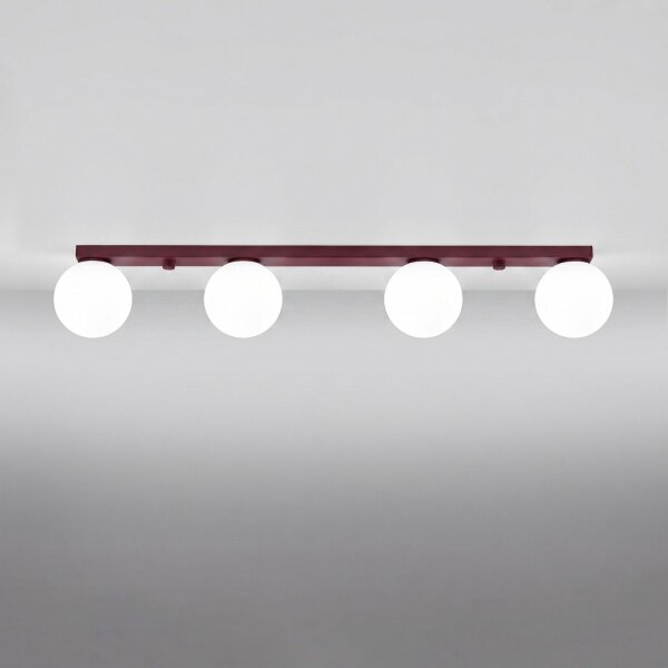Deckenlampe blendarm Glas Stahl Burgund G9 L:88 cm