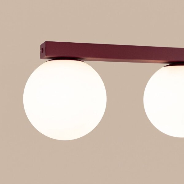 Deckenlampe blendarm Glas Stahl Burgund G9 L:88 cm
