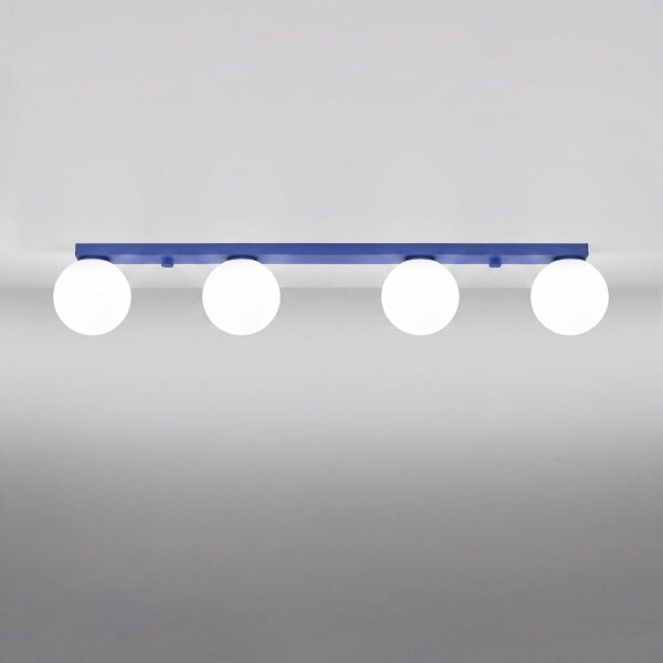 Deckenlampe Glas Stahl Ultramarin 4-flammig G9 L:88cm