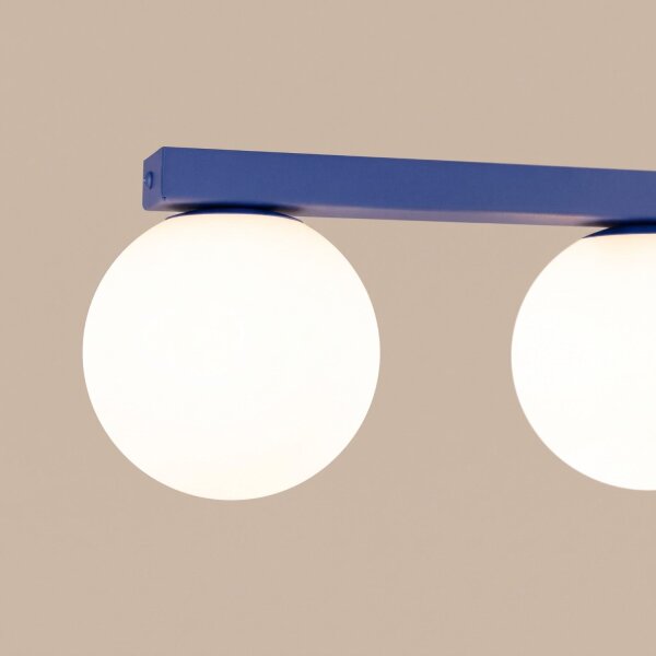 Deckenlampe Glas Stahl Ultramarin 6-flammig G9 L:120cm