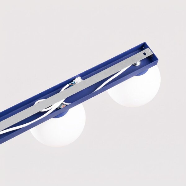 Deckenlampe Glas Stahl Ultramarin 6-flammig G9 L:120cm