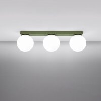Deckenlampe blendarm Glas Stahl Olivgrün G9 L:50cm