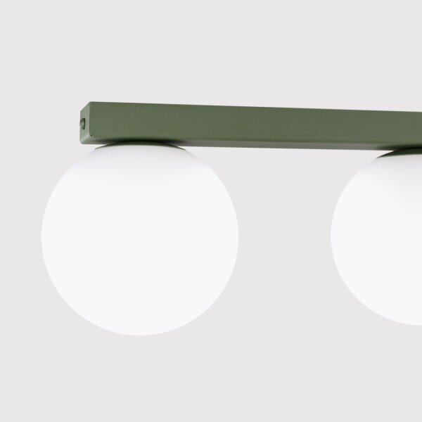 Deckenleuchte blendarm Glas Stahl Olivgrün G9 88cm