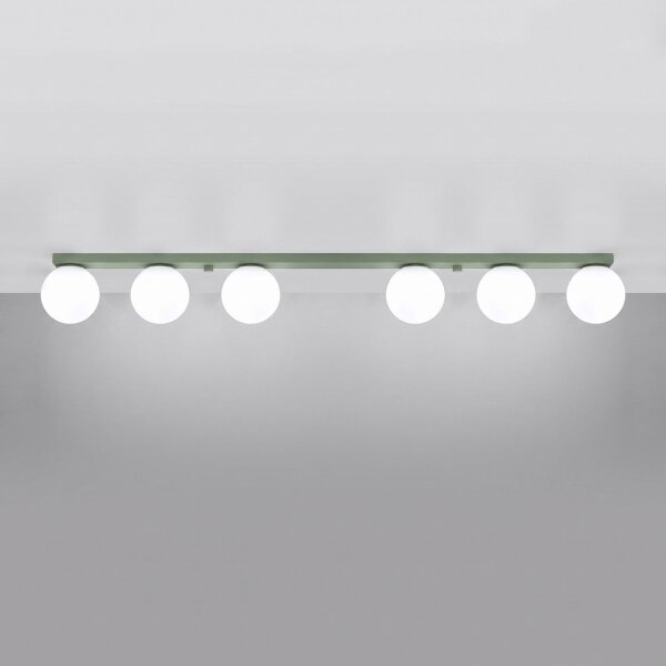Deckenlampe blendarm Glas Stahl Olivgrün G9 L:120cm