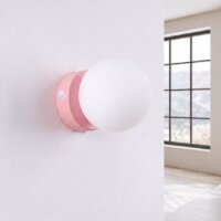 Wandlampe Schalter Glas Stahl Rosa G9 B:12 cm rund