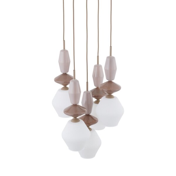 Hängelampe Modern Glas Stahl Sandfarben E14 B:42 cm