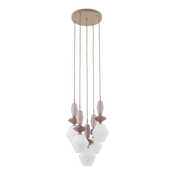Hängelampe Modern Glas Stahl Sandfarben E14 B:42 cm