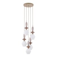 Hängelampe Modern Glas Stahl Sandfarben E14 B:42 cm