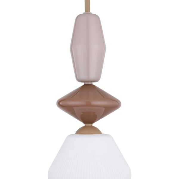 Pendelleuchte Glas Stahl Sandfarben E14 Ø15 cm Modern