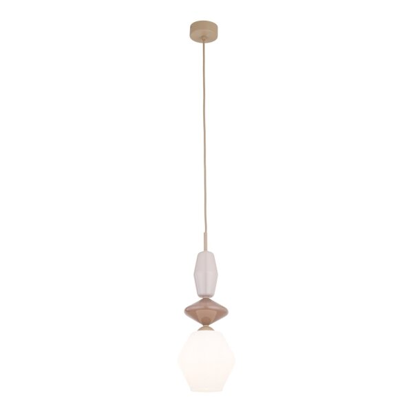 Pendelleuchte Glas Stahl Sandfarben E14 Ø15 cm Modern