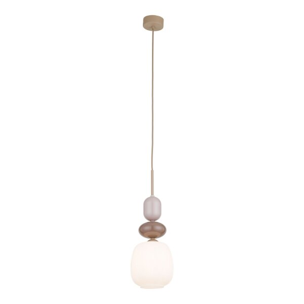 Runde Pendelleuchte Glas Stahl Sandfarben E14 Ø15 cm