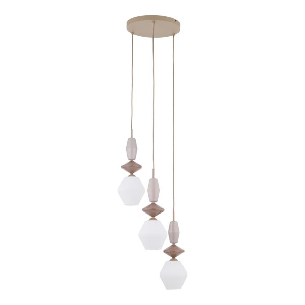 Hängelampe Modern Glas Stahl Sand E14 Ø42 cm 3-flammig