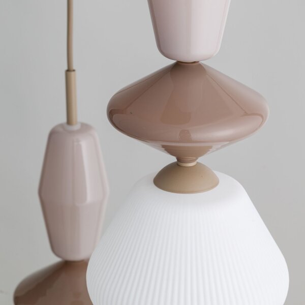 Hängelampe Modern Glas Stahl Sand E14 Ø42 cm 3-flammig