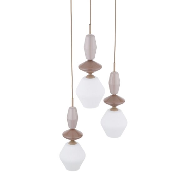 Hängelampe Modern Glas Stahl Sand E14 Ø42 cm 3-flammig