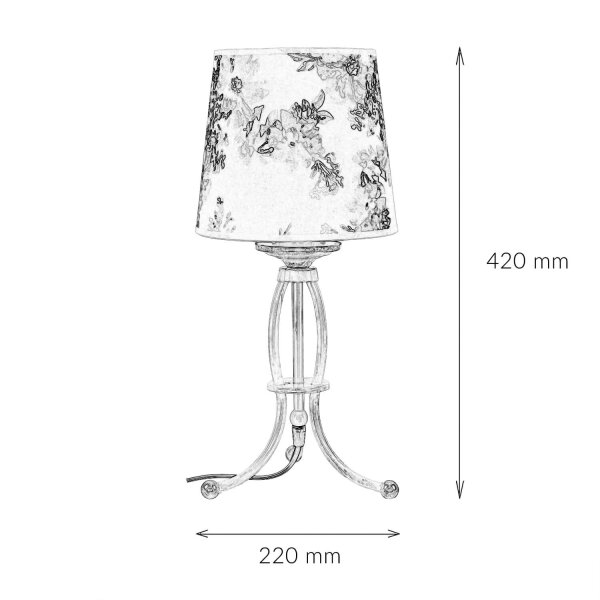 Lampe de table CRINE Shabby Chic 42cm fleurs