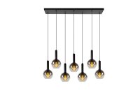Hängelampe verstellbar Schwarz Rauchglas E27 L:130 cm