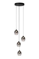 LED Hängelampe Metall Schwarz Rauchglas 3000K L:36 cm