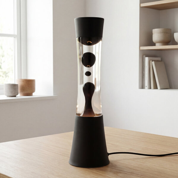 Lampe à Lave Noir Violet Foncé SANDRO 39 cm Design Rétro