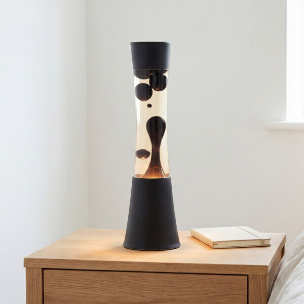 Lampe à Lave Noir Violet Foncé SANDRO 39 cm Design Rétro